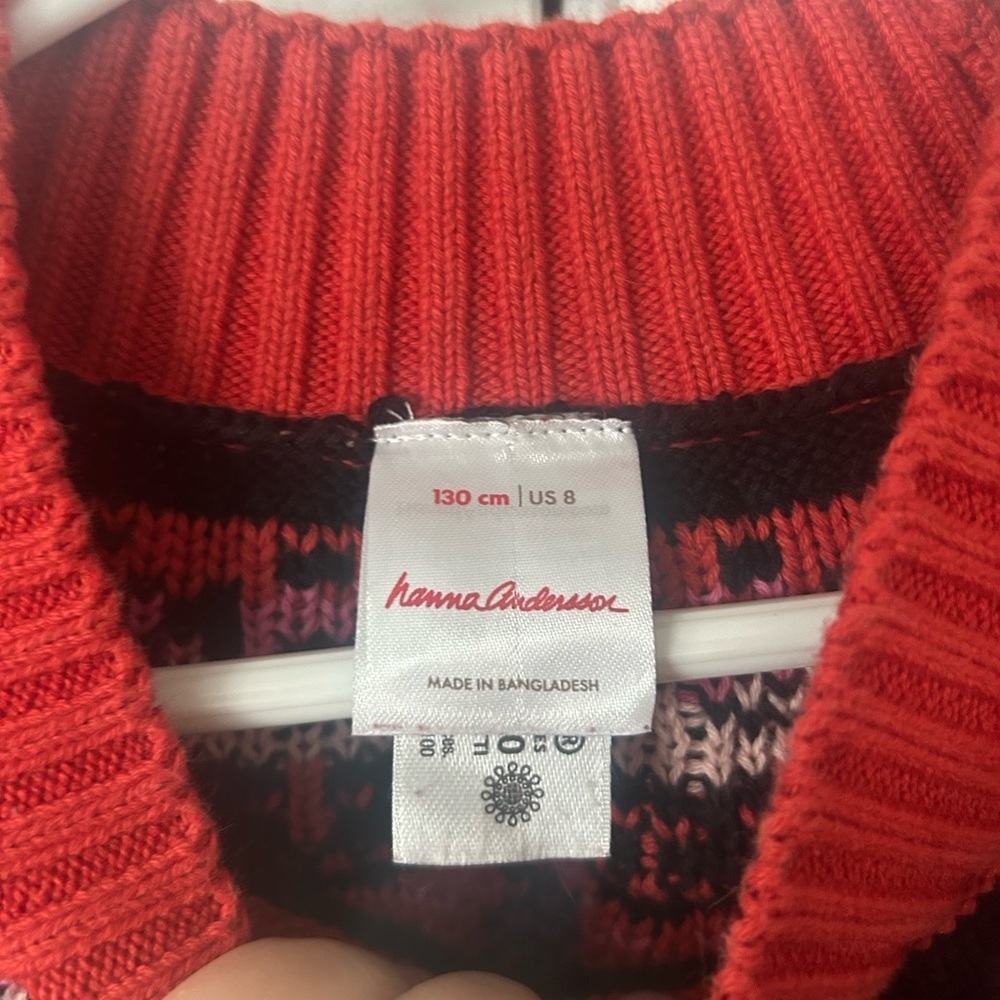 Hanna Andersson Red and Pink Patterned girls sweater dress - Picture 3 of 6